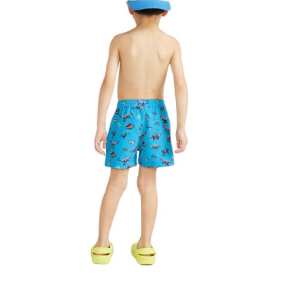 NEW CHUBBIES X Jurassic Park Kids Blue The Mini Bites Beach Swim Trunk Size 2T - Picture 2 of 6